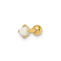 14k Gold Simulated Opal Labret Stud Measures 11.4x3.19mm Wide Jewelry for Women