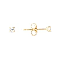 14ct Shiny Round Faceted White Cubic Zirconia Stud Earrings in White Gold Yellow Gold and Variety of Options