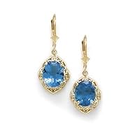 14ct Yellow Gold Blue Topaz Earrings Jewelry for Women