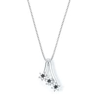 925 Sterling Silver Black and White Diamond Flower Necklace Jewelry for Women