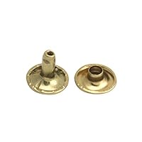 Fenggtonqii Light Golden Double Cap Leather Rivets Tubular Metal Studs Cap 10mm and Post 8mm Pack of 100 Sets