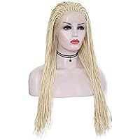 Synthetic Lace Front Wigs Long Frame Blond Braids Lace Wig Female High Temperature Resistant Fiber Hair Braided Synthetic Lace Front Wig,24 inches (Size : 26 inches)