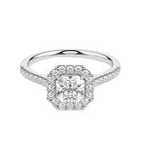 Kiara Gems 3 CT Asscher Colorless Moissanite Engagement Ring for Women/Her, Wedding Bridal Ring Sets, Eternity Sterling Silver Solid Gold Diamond Solitaire 4-Prong Sets for Her