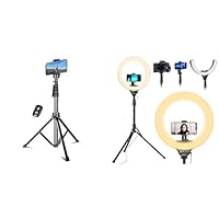 UBeesize 62in Selfie Stick Tripod with 14'' Foldable Ring Light