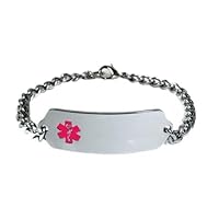 TYPE 2 DIABETES Medical ID Alert Bracelet with Embossed emblem from stainless steel. Style: Classic wide, premium series.