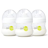 Avima 4 oz Anti Colic Newborn Baby Bottles, BPA Free, Wide Neck with Slow Flow Nipples (Set of 3)