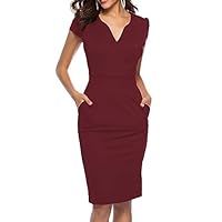 CEASIKERY Women's Business Retro Cocktail Pencil Wear to Work Office Casual Dress