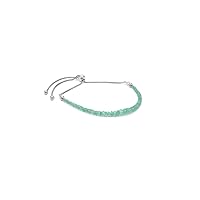 Colombian Emerald Bracelet May Birthstone, Sterling Silver Slider, Natural Colombian Emerald Faceted Rondelles Graduated, Beads Green Adjustable