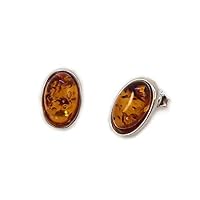 Sterling silver amber stud earrings, Amber earrings for women, Birthday Gift for Mom, Anniversary Gifts for Women