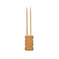PACKNWOOD 209BBMBOLA10B-Double Prong Bamboo Skewer with Block End Biodegradable Wood Skewer Sticks for Appetizers,Skewers For Kabobs,Natural Pick Skewers for Appetizers,Party,Kabob |3.9
