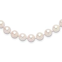 14k Gold 8 9mm Round White Saltwater Akoya Cultured Pearl Necklace Jewelry Gifts for Women - Length Options: 16 18 20 24