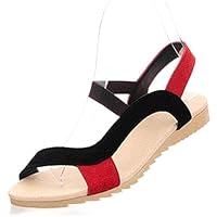 Fashion Cow Suede Real Leather Sandals - Black, 4