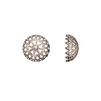 Bead Cap, Platinum-Finished Brass, Filigree Dome, 22x10mm Sold per Pack of 4 (3pack Bundle), Save $2
