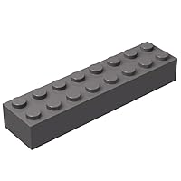 Classic Grey Bricks Bulk, Dark Gray Brick 2x8, Building Bricks Flat 100 Piece, Compatible with Lego Parts and Pieces: 2x8 Gray Bricks(Color: Dark Gray)