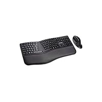 Kensington Pro Fit Ergo Wireless Keyboard and Mouse-Black - USB Wireless Bluetooth/RF 4.0 2.40 GHz Keyboard - Black - USB Wireless Bluetooth/RF Mouse - 5 Button - Black - Compatible with (Renewed)