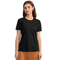 LilySilk Basic Silk Cotton Blend T-Shirt for Women Short Sleeves Crew Neckline Soft Simple Shirt Top Tee for Summer
