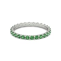 Emerald Round 2.50 MM Eternity 925 Sterling Silver Women Wedding Stackable Wedding Ring Jewelry