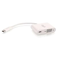 C2G USB Adapter, USB C to VGA, Audio/Video Adapter Converter with Power, White, Cables to Go 29534