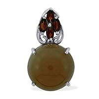 Carillon Chocolate Moonstone Natural Gemstone Round Shape Pendant 10K, 14K, 18K White Gold Wedding Jewelry