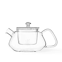 Viva Nicola All Borosilicate Glass Teapot, Lid, with Removable Infuser for Loose Leaf Tea - No Metal Or Plastic for The Perfect Brew, 25oz /.75 L Tea Maker, Stove Top Safe, No Drip Spout