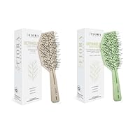 Detangler Brush by Fiora Naturals - 100% Bio-Friendly Detangling brush w/Ultra-Soft Bristles - Glide Through Tangles with Ease, For Curly, Straight, Black Natural, Women, Men, Kid (Beige & Green)