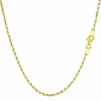 14K SOLID Yellow Gold Shiny Diamond-Cut Rope Chain Necklace Pendants and Charms with Lobster-Claw Clasp many Gauges Length (1 25mm, 1 5mm, 2mm, mm, 2 5mm, mm, 3mm, 3 5mm, 4mm ,5mm) (7