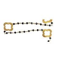 5 Feet Long gem Black Spinel 3.5mm Round Shape Faceted Cut Beads Wire Wrapped Gold Plated Rosary Chain for Jewelry Making/DIY Jewelry Crafts CHIK-ROS-CH-56250