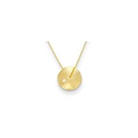 14k Gold Diamond Disc With 2 In Extension Necklace 16 Inch Measures 15mm Wide Jewelry for Women