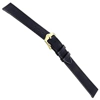 14mm Hirsch Italian Calf Black Genuine Leather Unstitched Ladies Watch Band Long