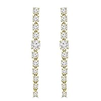 3.60 ct Ladies Round Cut Diamond Drop Earrings In 18 Kt Yellow Gold