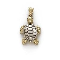 14k Two Tone Gold Turtle Pendant Necklace Jewelry Gifts for Women