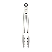 KitchenAid Gourmet Stainless Steel Serving Tongs with Hang Hook and Secure Closing Lock, 9 Inch, Stainless Steel