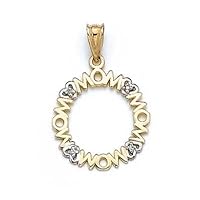 14ct Two Tone Gold Mom Circle Pendant Necklace Jewelry for Women