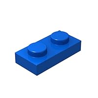 Classic Blue Plates Bulk, Blue Plate 1x2, Building Plates Flat 100 Piece, Compatible with Lego Parts and Pieces: 1x2 Blue Plates(Color: Blue)