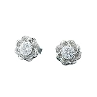 2.00ct Round cut Lab-Created Diamond Women's Cluster Earrings 925 Sterling Silver, Medium, White, NKPJ_0276
