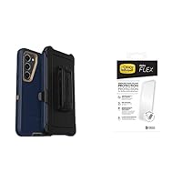OtterBox Galaxy S23 Bundle: Defender Series Screenless case (Blue Suede Shoes) & Alpha Flex Screen Protector