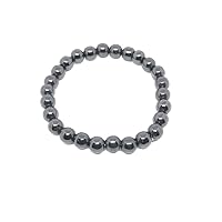Natural Hematite 8mm rondelle smooth 7inch Semi-Precious Gemstones Beaded Bracelets for Men Women Healing Crystal Stretch Beaded Bracelet Unisex