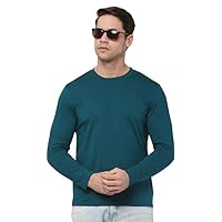 AMEYS ALMUDA Men's Cotton Fabric Printed Regular Fit T-Shirts - Solid Printed Fullsleeve Round Neck T-Shirts