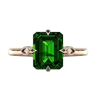 Antique 6.5 CT Tsavorite Garnet Engagement Ring 10k Gold Tsavorite Garnet Solitaire Wedding Ring Emerald Cut Green Garnet Bridal Promise Ring