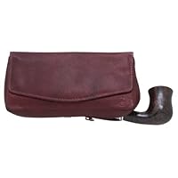 Mitchell Thomas Antique Brown Leather Combination Tobacco Pouch Holds 1 Pipe - 9317