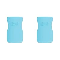 Dr. Brown’s Natural Flow® Options+™ Glass Baby Bottle Sleeves, 100% Silicone, 9 oz, Wide-Neck, Blue (Pack of 2)