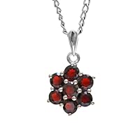 925 Sterling Silver Natural Red Garnet Gemstone Round Design Pendant With Chain 925 Stamp Jewelry | Gifts For Women And Girls