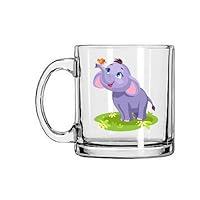 Elephant Printed Glass Transparent Coffee Mug 1-Piece Size (350 ML) Best Gift for Anniversary/Birthday/Couple/Wedding/Girls
