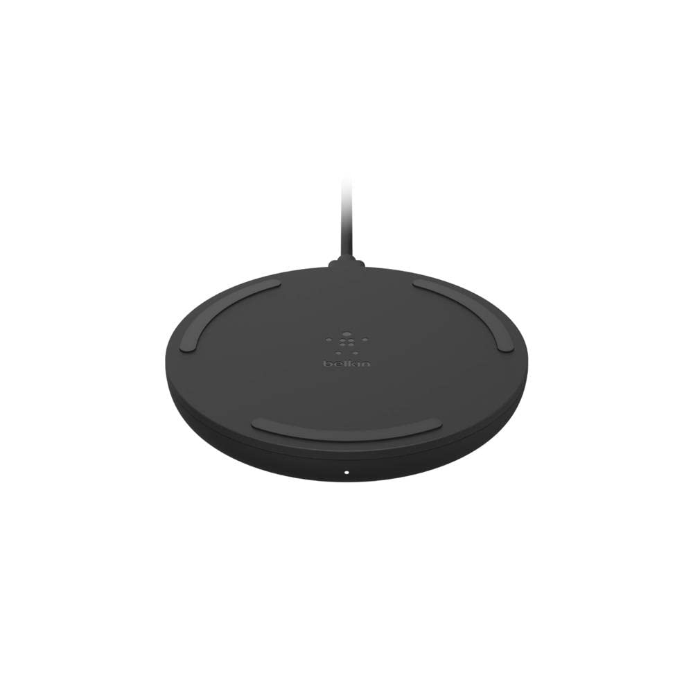 Belkin Boost Charge Wireless Charging Pad 15W (Qi-Certified Wireless Charger for iPhone 13, 13 Pro, 13 Pro Max, 13 Mini and Earlier Models, AirPods, Samsung, Google, More, Wall Plug Included) - Black