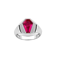 3 CT Coffin Shaped Red Ruby Signet Ring For Men/Women 925 Sterling Silver Handmade Ring Men Statement Ring Unique Unisex Ring Gift For Him