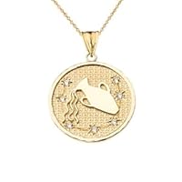 Designer Diamond Aquarius Constellation Pendant Necklace in Yellow Gold - Gold Purity:: 10K, Pendant/Necklace Option: Pendant With 18