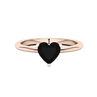Filigree Vintage Heart Shape Black Diamond Engagement Ring, Victorian Halo 1.00 CT Heart Genuine Black Diamond Ring, Antique Black Onyx Ring, 14K Solid Rose Gold, Perfect for Gift