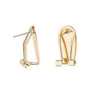 Clip Secure Gold-Finished Hinged Earring with 18.5x8.5mm Flat Pad Post Sold per (Pack of 10)