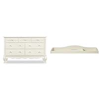 Evolur Aurora 7 Drawer Double Dresser, Ivory Lace, 54x20.3x34 Inch (Pack of 1) & Universal Collection Changing -Tray, Classy, Durable in Ivory Lace
