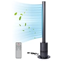 Tower Fan, 71°Oscillating Bladeless Fan with Remote Control, LED Display with Touch Control, 9 Hours Timer, 9+1 Wind Speed, for Home & Office, Color: Black, 40 